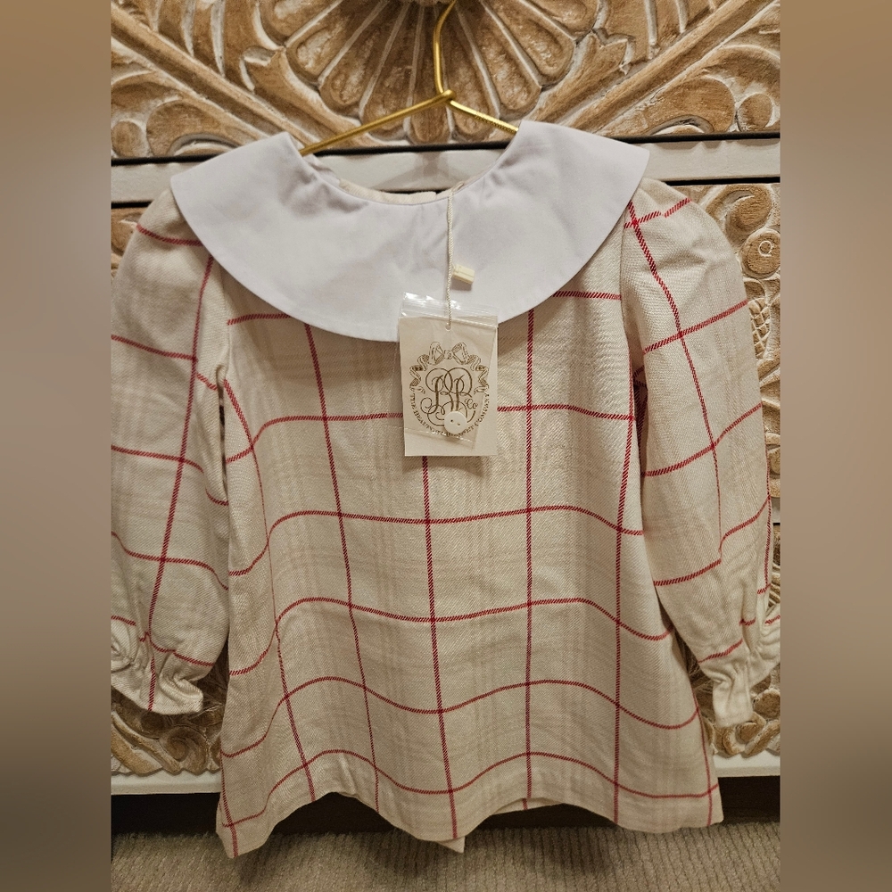 The Beaufort Bonnet Company Red Plaid Blouse with White Collar - Picture 3 of 4
